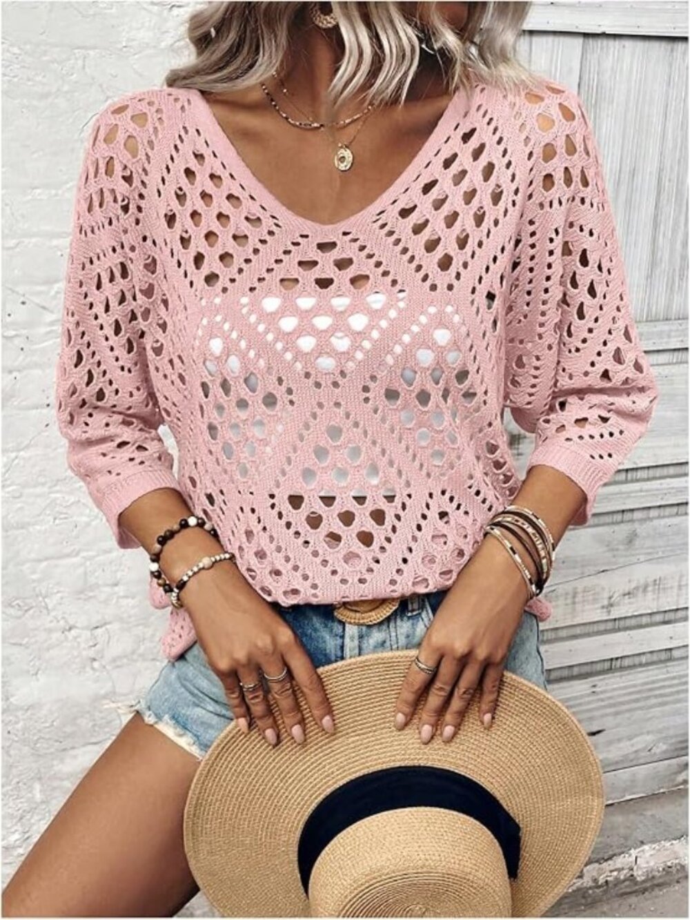 New Lightweight Crochet Off Shoulder Hollow Out Knit